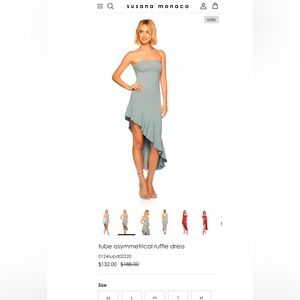 Susana Monaco tube asymmetrical ruffle hem dress size small NWOT